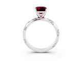 White gold Cushion Cut Solitaire Diamond Engagement Ring with Twisted Pave Band and Four-Prong Setting_3