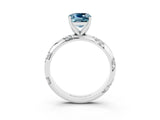 White gold Cushion Cut Solitaire Diamond Engagement Ring with Twisted Pave Band and Four-Prong Setting_3