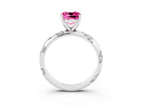 White gold Cushion Cut Solitaire Diamond Engagement Ring with Twisted Pave Band and Four-Prong Setting_3