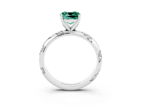 White gold Cushion Cut Solitaire Diamond Engagement Ring with Twisted Pave Band and Four-Prong Setting_3