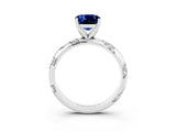White gold Cushion Cut Solitaire Diamond Engagement Ring with Twisted Pave Band and Four-Prong Setting_3