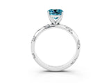 White gold Cushion Cut Solitaire Diamond Engagement Ring with Twisted Pave Band and Four-Prong Setting_3