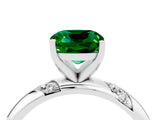 White gold Cushion Cut Solitaire Diamond Engagement Ring with Twisted Pave Band and Four-Prong Setting_4