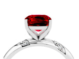 White gold Cushion Cut Solitaire Diamond Engagement Ring with Twisted Pave Band and Four-Prong Setting_4