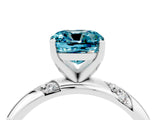 White gold Cushion Cut Solitaire Diamond Engagement Ring with Twisted Pave Band and Four-Prong Setting_4