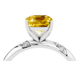 White gold Cushion Cut Solitaire Diamond Engagement Ring with Twisted Pave Band and Four-Prong Setting_4