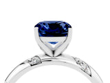White gold Cushion Cut Solitaire Diamond Engagement Ring with Twisted Pave Band and Four-Prong Setting_4