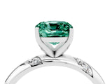 White gold Cushion Cut Solitaire Diamond Engagement Ring with Twisted Pave Band and Four-Prong Setting_4
