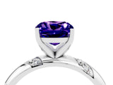 White gold Cushion Cut Solitaire Diamond Engagement Ring with Twisted Pave Band and Four-Prong Setting_4