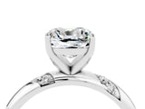 White gold Cushion Cut Solitaire Diamond Engagement Ring with Twisted Pave Band and Four-Prong Setting_4