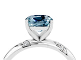 White gold Cushion Cut Solitaire Diamond Engagement Ring with Twisted Pave Band and Four-Prong Setting_4