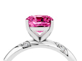 White gold Cushion Cut Solitaire Diamond Engagement Ring with Twisted Pave Band and Four-Prong Setting_4