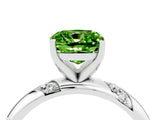 White gold Cushion Cut Solitaire Diamond Engagement Ring with Twisted Pave Band and Four-Prong Setting_4