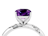 White gold Cushion Cut Solitaire Diamond Engagement Ring with Twisted Pave Band and Four-Prong Setting_4
