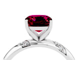 White gold Cushion Cut Solitaire Diamond Engagement Ring with Twisted Pave Band and Four-Prong Setting_4