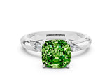 White gold Cushion Cut Solitaire Diamond Engagement Ring with Twisted Pave Band and Four-Prong Setting