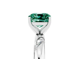 White gold Cushion Cut Solitaire Diamond Engagement Ring with Twisted Pave Band and Four-Prong Setting_5