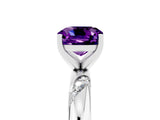 White gold Cushion Cut Solitaire Diamond Engagement Ring with Twisted Pave Band and Four-Prong Setting_5