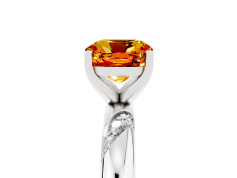 White gold Cushion Cut Solitaire Diamond Engagement Ring with Twisted Pave Band and Four-Prong Setting_5