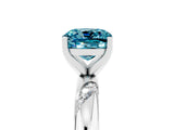 White gold Cushion Cut Solitaire Diamond Engagement Ring with Twisted Pave Band and Four-Prong Setting_5