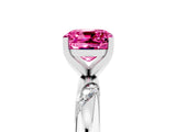 White gold Cushion Cut Solitaire Diamond Engagement Ring with Twisted Pave Band and Four-Prong Setting_5