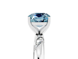 White gold Cushion Cut Solitaire Diamond Engagement Ring with Twisted Pave Band and Four-Prong Setting_5