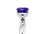 White gold Cushion Cut Solitaire Diamond Engagement Ring with Twisted Pave Band and Four-Prong Setting_5
