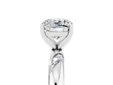 White gold Cushion Cut Solitaire Diamond Engagement Ring with Twisted Pave Band and Four-Prong Setting_5