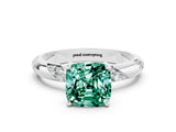 White gold Cushion Cut Solitaire Diamond Engagement Ring with Twisted Pave Band and Four-Prong Setting