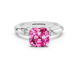 White gold Cushion Cut Solitaire Diamond Engagement Ring with Twisted Pave Band and Four-Prong Setting