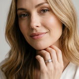 White gold Cushion Cut Solitaire Diamond Ring with Pave Band and Four-Prong Setting_352
