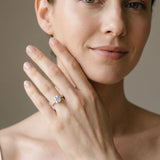 White gold Cushion Cut Solitaire Diamond Ring with Pave Band and Four-Prong Setting_5
