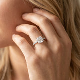White gold Cushion Cut Solitaire Diamond Ring with Pave Band and Four-Prong Setting_6