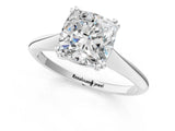 White gold Cushion Cut Solitaire Diamond Ring with Six-Prong Setting and Classic Band_103
