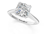 White gold Cushion Cut Solitaire Diamond Ring with Six-Prong Setting and Classic Band_1668