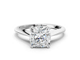White gold Cushion Cut Solitaire Diamond Ring with Six-Prong Setting and Classic Band_20