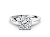 White gold Cushion Cut Solitaire Diamond Ring with Six-Prong Setting and Classic Band_22