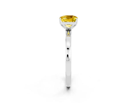 White gold Cushion Cut Solitaire Diamond Ring with Thin Band and Four-Prong Setting_2