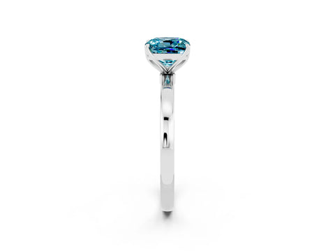 White gold Cushion Cut Solitaire Diamond Ring with Thin Band and Four-Prong Setting_2