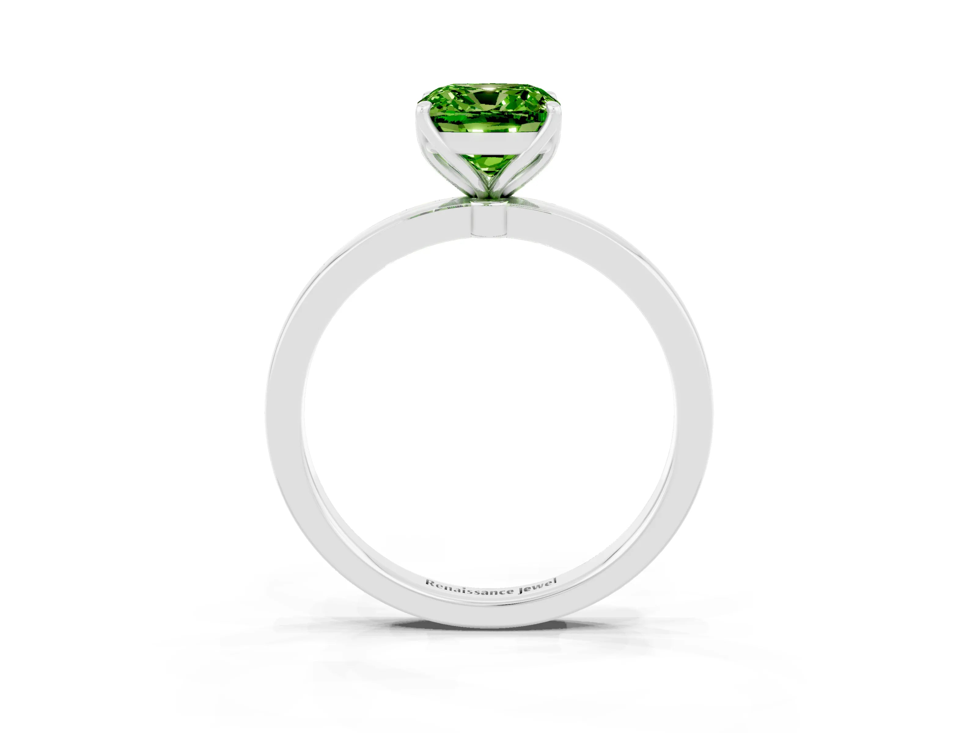White gold Cushion Cut Solitaire Diamond Ring with Thin Band and Four-Prong Setting_3