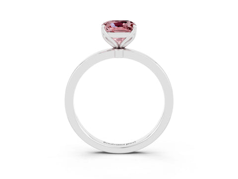 White gold Cushion Cut Solitaire Diamond Ring with Thin Band and Four-Prong Setting_3