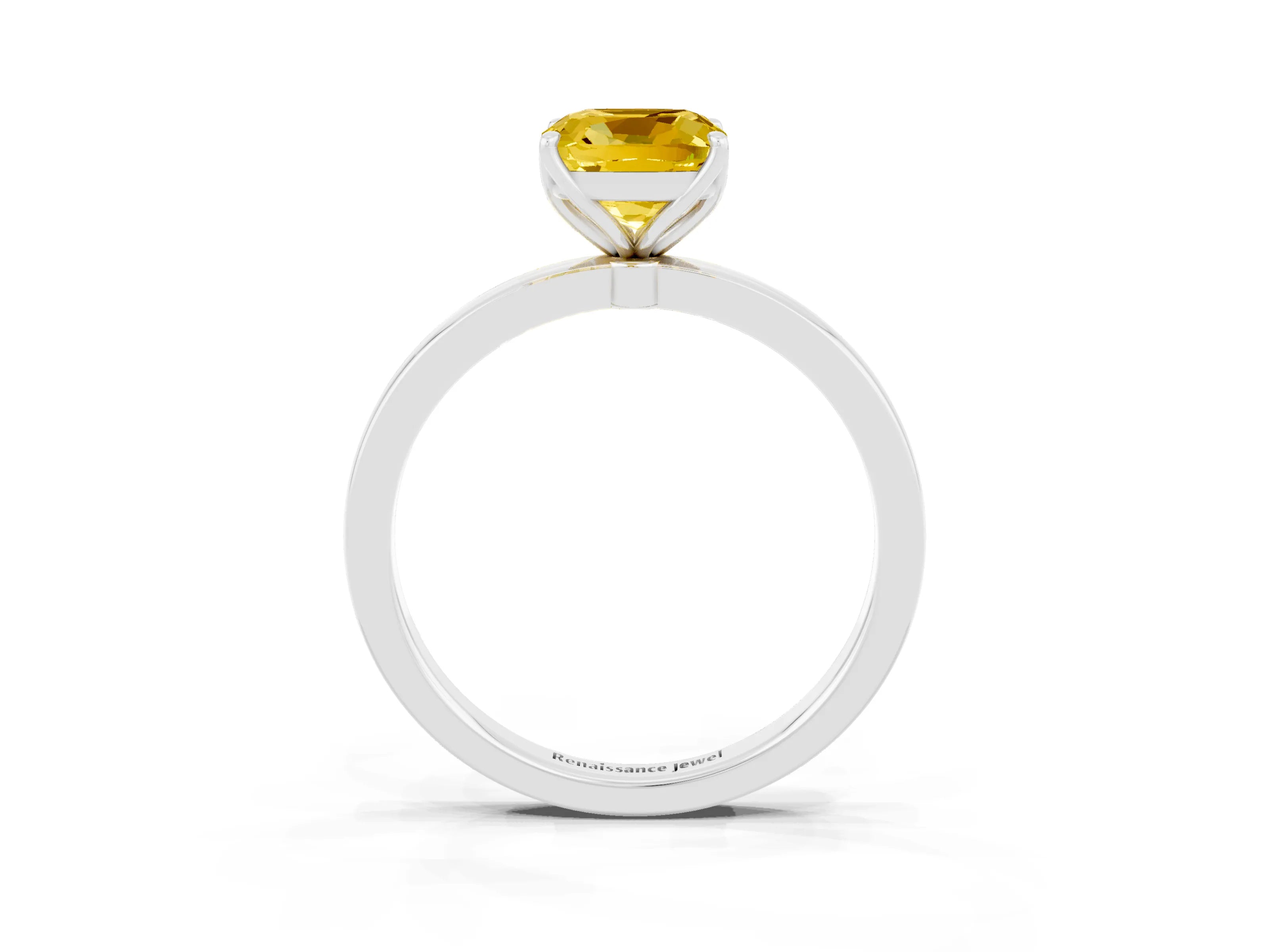 White gold Cushion Cut Solitaire Diamond Ring with Thin Band and Four-Prong Setting_3