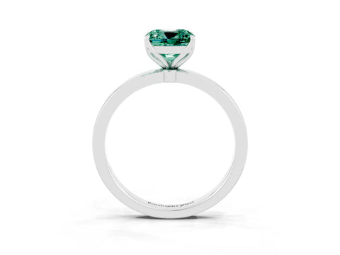 White gold Cushion Cut Solitaire Diamond Ring with Thin Band and Four-Prong Setting_3