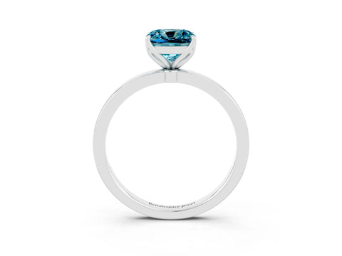 White gold Cushion Cut Solitaire Diamond Ring with Thin Band and Four-Prong Setting_3