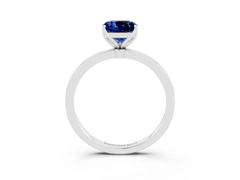 White gold Cushion Cut Solitaire Diamond Ring with Thin Band and Four-Prong Setting_3