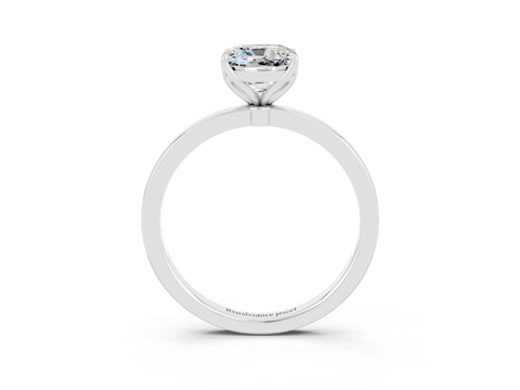 White gold Cushion Cut Solitaire Diamond Ring with Thin Band and Four-Prong Setting_3