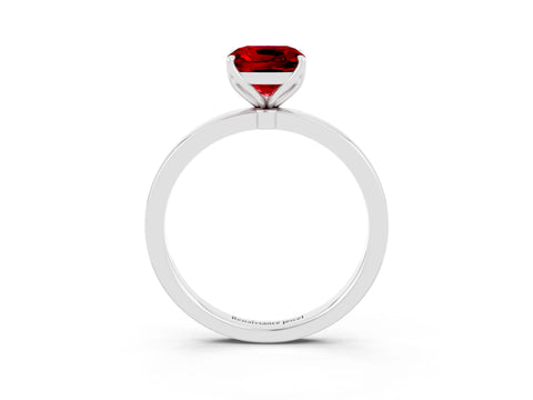 White gold Cushion Cut Solitaire Diamond Ring with Thin Band and Four-Prong Setting_3