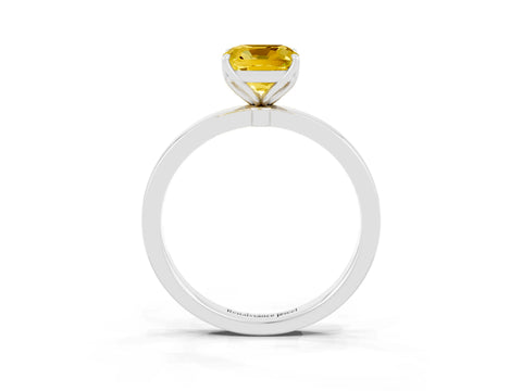 White gold Cushion Cut Solitaire Diamond Ring with Thin Band and Four-Prong Setting_3