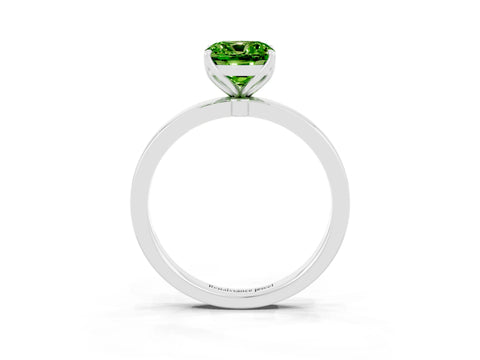 White gold Cushion Cut Solitaire Diamond Ring with Thin Band and Four-Prong Setting_3