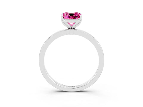 White gold Cushion Cut Solitaire Diamond Ring with Thin Band and Four-Prong Setting_3